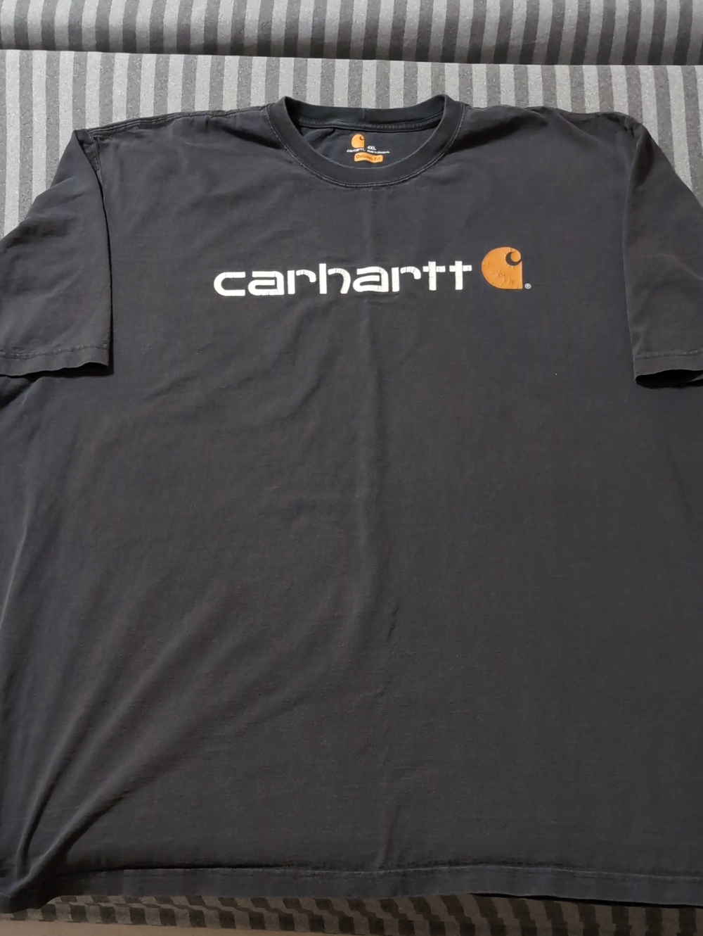 Carhartt Black Short Sleeve Tee with Orange Logo 4xl